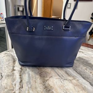EUC gorgeous midnight blue leather Kate Spade zip top tote. Absolutely beautiful